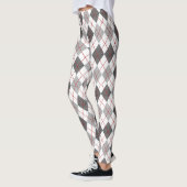 Argyle Plaid Red Grey Silver Leggings (Links)