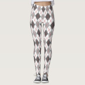 Argyle Plaid Red Grey Silver Leggings (Voorkant)