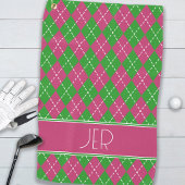 Argyle Plaid Roze Groen Custom Monogram Initialen Golfhanddoek