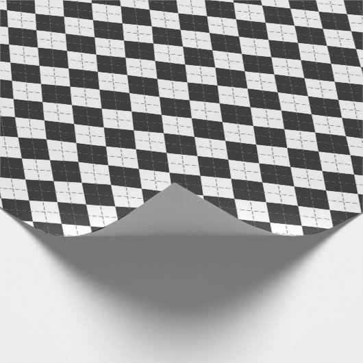 Argyle plaid. Schots patroon in wit en zwart Cadeaupapier (Hoek)