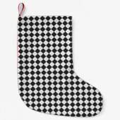 Argyle plaid. Schots patroon in wit en zwart Kleine Kerstsok (Voorkant)