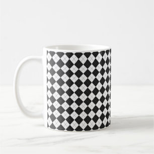 Argyle plaid. Schots patroon in wit en zwart Koffiemok