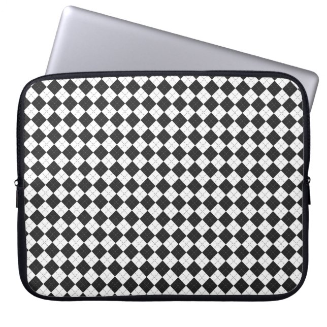 Argyle plaid. Schots patroon in wit en zwart Laptop Sleeve (Voorkant)