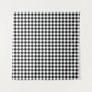 Argyle plaid. Schots patroon in wit en zwart Wandkleed