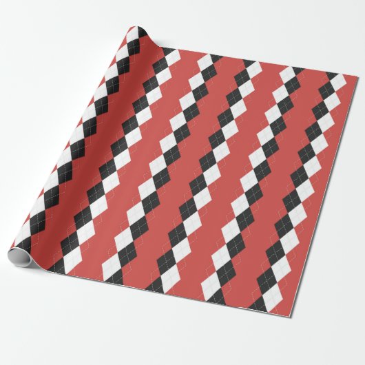 Argyle plaid. Schots patroon in wit, zwart en zwar Cadeaupapier (Uitgerold)