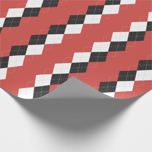 Argyle plaid. Schots patroon in wit, zwart en zwar Cadeaupapier (Hoek)