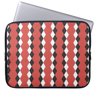 Argyle plaid. Schots patroon in wit, zwart en zwar Laptop Sleeve