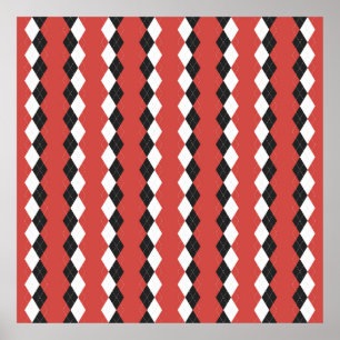 Argyle plaid. Schots patroon in wit, zwart en zwar Poster