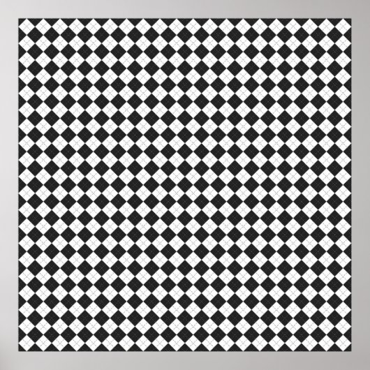 Argyle plaid. Scottish pattern in white and black  Poster (Voorkant)