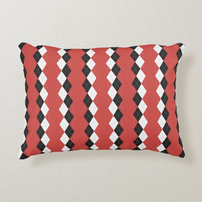 Argyle plaid. Scottish pattern in white,  black an Accent Kussen (Voorkant)