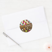 Argyle & Polka Dot Gelukkige Verjaardag Ronde Sticker (Envelop)