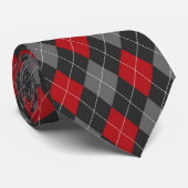 Argyle Red Black Grey Stropdas (Opgerold)