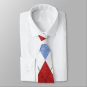 Argyle Red en Blue New Custom Trendy Modern Mannen Stropdas (Gebonden)