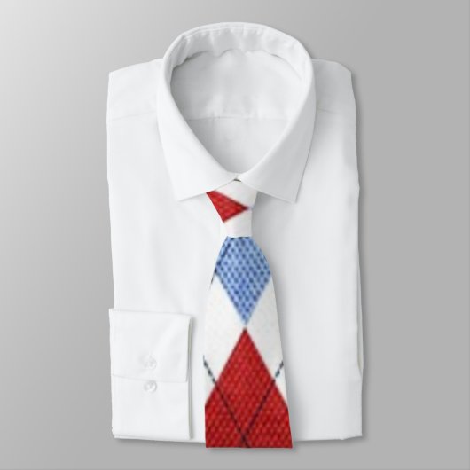 Argyle Red en Blue New Custom Trendy Modern Mannen Stropdas (Gebonden)