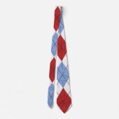 Argyle Red en Blue New Custom Trendy Modern Mannen Stropdas (Achterkant)