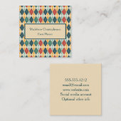 Argyle Retro Harlequin Red Green Template Vierkante Visitekaartje (Voorkant / Achterkant)