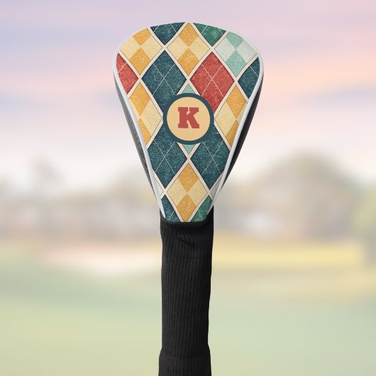 Argyle  RetroHarlequin w Monogram Initiaal Golfheadcover
