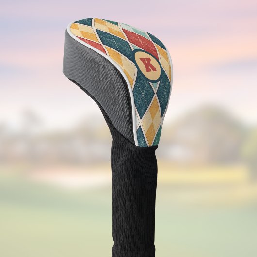 Argyle  RetroHarlequin w Monogram Initiaal Golfheadcover