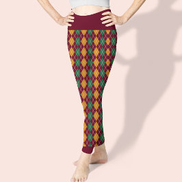 Argyle Rood Groen Patroon Elegant  Leggings