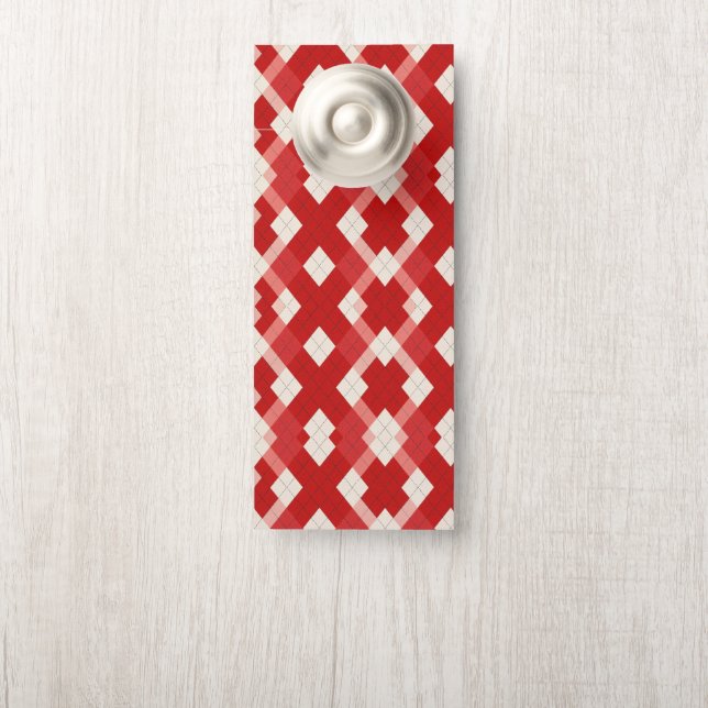 Argyle, rood wit roze Valentijnsdag Deurhanger (Op knop)