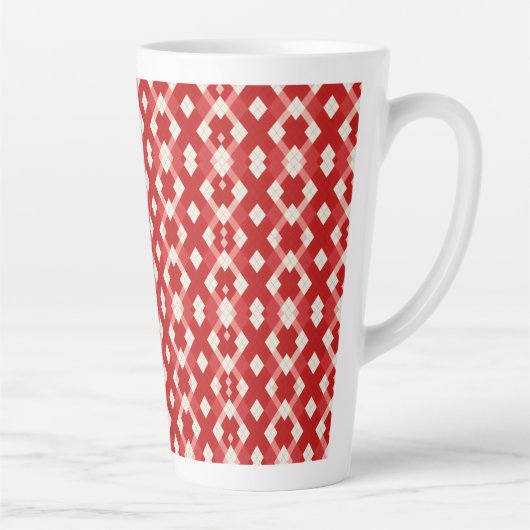 Argyle, rood wit roze Valentijnsdag Latte Mok (Rechts)