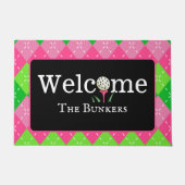 Argyle Roze en Groene Golf Welkom Entry Deurmat (Voorkant)