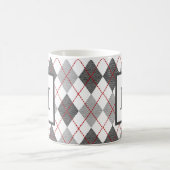 Argyle ruit rood grijs zilver monogram koffiemok (Center)