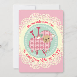 Argyle schapen breien naalden Kerstkaart