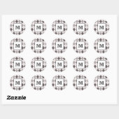 Argyle Schotse Rood Grijs Zilver Aangepaste Monogr Ronde Sticker (Vel)