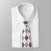 Argyle Schotse Rood Grijs Zilver Custom Monogram Stropdas (Gebonden)
