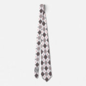 Argyle Schotse Rood Grijs Zilver Custom Monogram Stropdas (Achterkant)