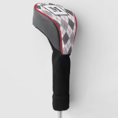 Argyle Schotse Rood Grijs Zilver Golf Eigen Initia Golfheadcover (Schuin)