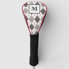 Argyle Schotse Rood Grijs Zilver Golf Eigen Initia Golfheadcover