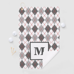 Argyle Schotse Rood Grijs Zilver Golf Eigen Monogr Golfhanddoek