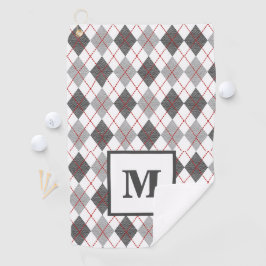 Argyle Schotse Rood Grijs Zilver Golf Eigen Monogr Golfhanddoek