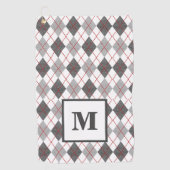 Argyle Schotse Rood Grijs Zilver Golf Eigen Monogr Golfhanddoek (Voorkant)