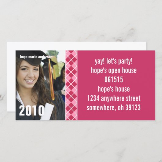 Argyle Senior Afbeeldingen 2010 Afstuderen Uitnodi (Voorkant / Achterkant)