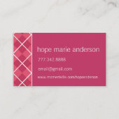 Argyle Senior Afbeeldingen Senior profielkaart Visitekaartje (Achterkant)