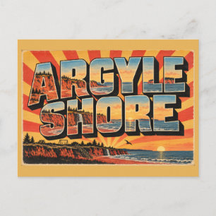 Argyle Shore PEI Rode Kliffen Zandstrand Kunst Briefkaart