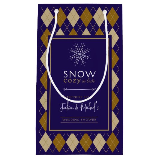 Argyle Sneeuw Cozy Winter Bruiloftsshower Klein Cadeauzakje (Voorkant)