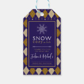 Argyle Sneeuw Gezellig Winter Bruiloft Douche Cadeaulabel (Voorkant)