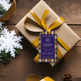 Argyle Sneeuw Gezellig Winter Bruiloft Douche Cadeaulabel