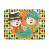 Argyle Sneeuwmannen Vakantie 2 Gepersonaliseerde F Magneet (Horizontaal)