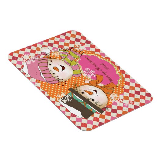 Argyle Snowmen Vakantie Gepersonaliseerde Flexi Ma Magneet (Rechterzijde)