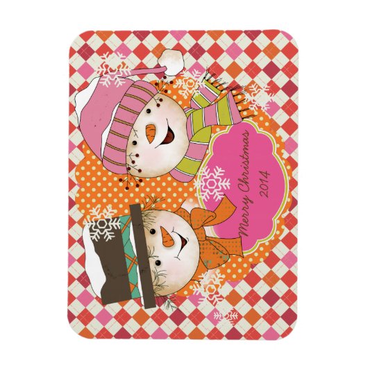 Argyle Snowmen Vakantie Gepersonaliseerde Flexi Ma Magneet (Verticaal)