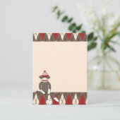Argyle Sock Monkey Briefkaart (Staand voorkant)