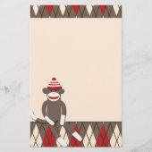 Argyle Sock Monkey Stationery Briefpapier (Voorkant)