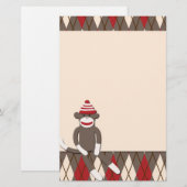 Argyle Sock Monkey Stationery Briefpapier (Voorkant / Achterkant)