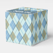 Argyle stijl blauwe bruine golf bedank cadeau doos bedankdoosjes (Voorkant Zijde)