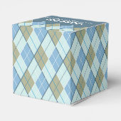 Argyle stijl blauwe bruine golf bedank cadeau doos bedankdoosjes (Achterkant)